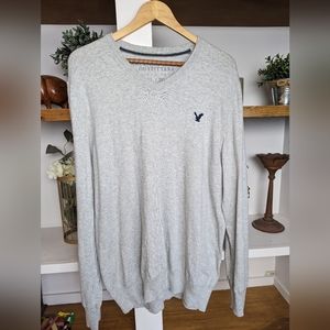 American Eagle Men's Gray Cotton Long Sleeve Pullover Sweater Size XL